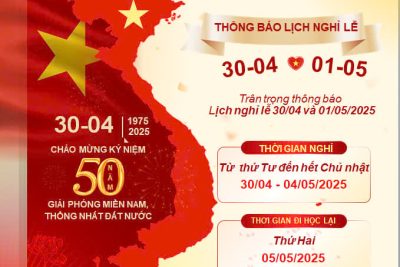 Thông báo lịch nghỉ lễ 30/4/2025 – 1/5/2025